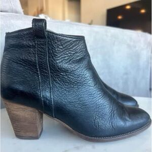 Madewell The Billie Ankle Booties Heel Womens 8 Black Leather Casual Zip Romania